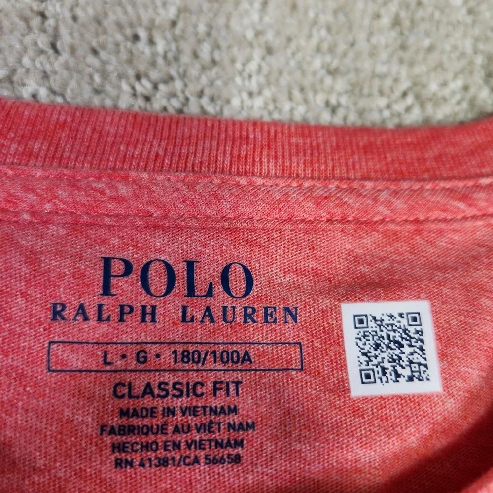 Polo Ralph Lauren Shirt Men Large Classic Fit‎ Jersey Soft Cotton Tee Peach NEW